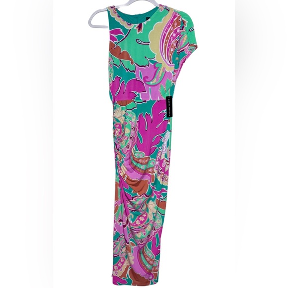 Donna Morgan NWT Asymmetrical Vibrant Floral Paisley Print Jersey Maxi Dress Donna Morgan NWT Asymmetrical Vibrant Floral Paisley Print Jersey Maxi Dress